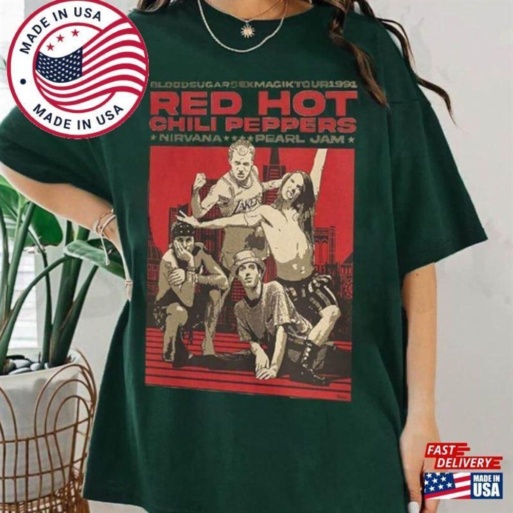 Rhcp Tour 1991 Shirt New Rare Red Hot Chili Peppers T-Shirt